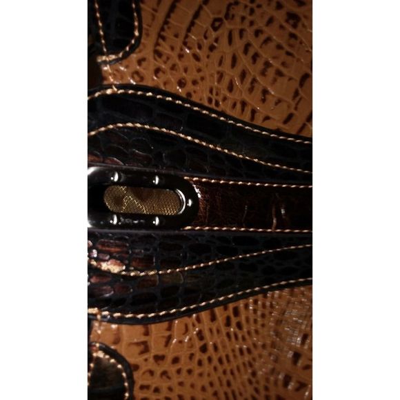 M.C. Marc Chantal Purse 2Tone Brown CROCO Leather Western Crossbody Shoulder Bag - Picture 7 of 9